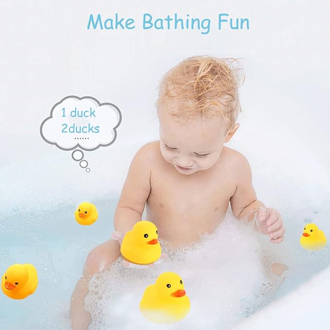 YUERFEILA Bath Duck Toys 30 PCS Mini Rubber Ducks Squeak and Float Duckies Baby Shower Toy Party Decoration for Toddlers Boys Girls(1.6'')