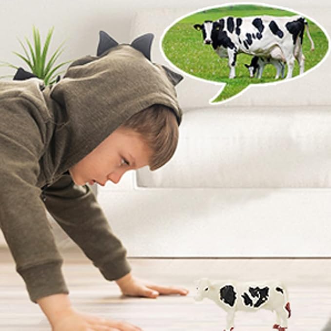 8 Pcs Big Animal Figurines Toys, Farm Realistic Plastic Animals Playset, Educational Preschool Learning Toy Playset for Kids Toddlers