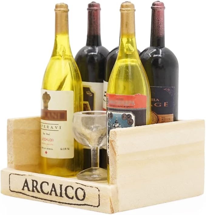 Odoria 1/6 Miniature Crate with Wine Bottles and Glasses Dollhouse Decoration Accessories