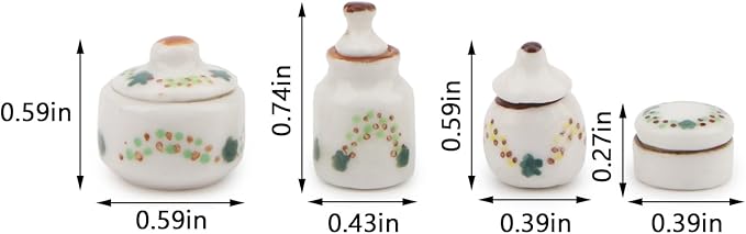 Dollhouse Seasoning Jar Miniature Sugar Shaker Candy Food Model Jars Set Dollhouse Ornament Mini Scene Accessories Restaurant Candy Simulation 1:12 Scale Kitchen Food Accessories (Green Flower)