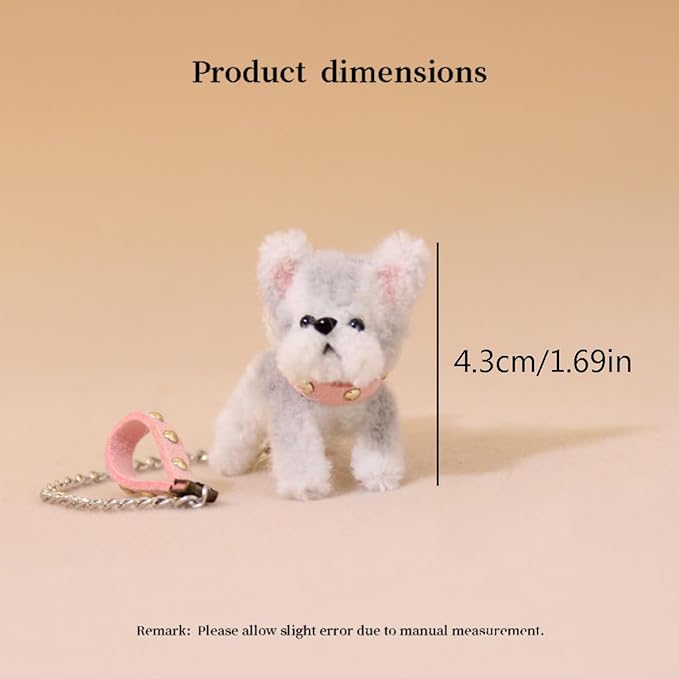 Miniature Dollhouse Handmade Pipe Cleaner Pet, Mini Doll House Pet Accessory, Cute Pet Craft Gift for Dollhouse Enthusiasts (Schnauzer Chain Dog)