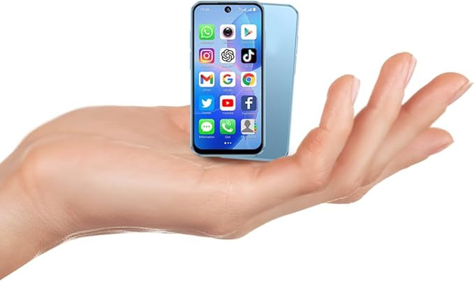 LMZYESHY Mini Phone 3.88-inch HD Touch Screen Mini Smartphone, Supporting Dual SIM Cards and Dual Standby 2GB+16GB, Face Recognition Unlock, Android Phone Suitable for Students （Blue）
