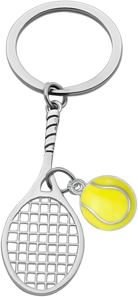 Sportybella Tennis Racket and Ball Keychain – Sports Accessories and Gifts for Tennis Players, Coaches, Teams, Instructors, Tournaments, and Tennis Enthusiasts, Bag Zipper Pull