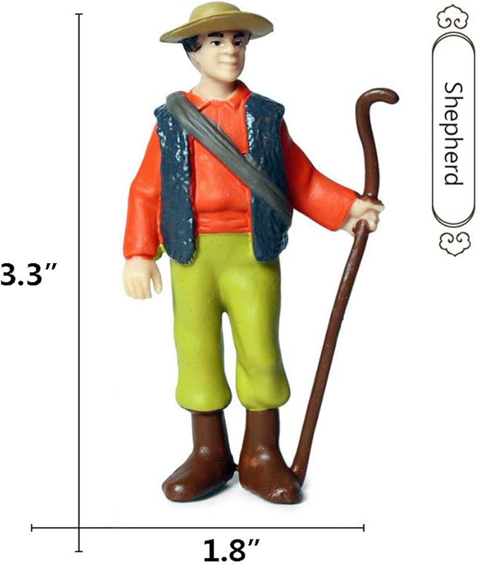 5 PCS Little Farmer People Figures, Realistic Hand Painted Farmer People Figurines Plastic Model People Toys Playset for Kids Toldders