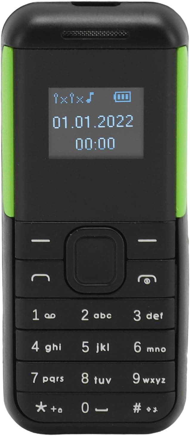 GOWENIC Small Mini Phone, 2G GSM Dual SIM Unlocked Smartphone, 0.66inch Screen 380mah Kids Small Smartphone, Bluetooth Sound Player Basic Phone (Black Green)