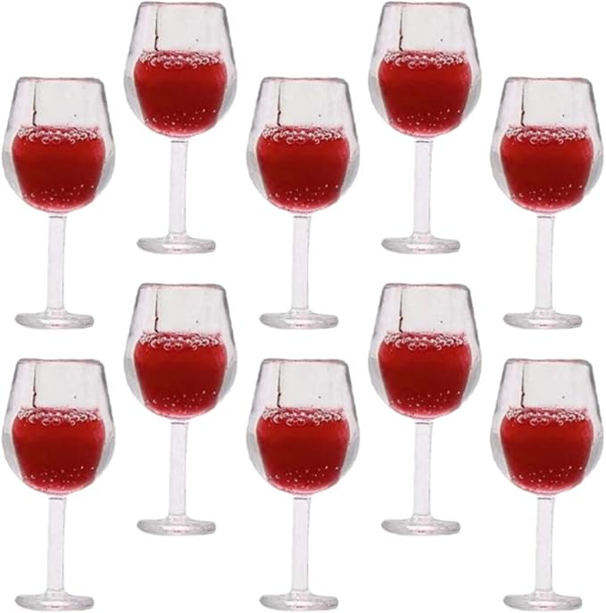 TOYANDONA 10pcs Miniature Dollhouse Wine Glasses, 1:12 Miniature Wine Glasses Mini Dollhouse Cocktail s for Kitchen Accessories Decors