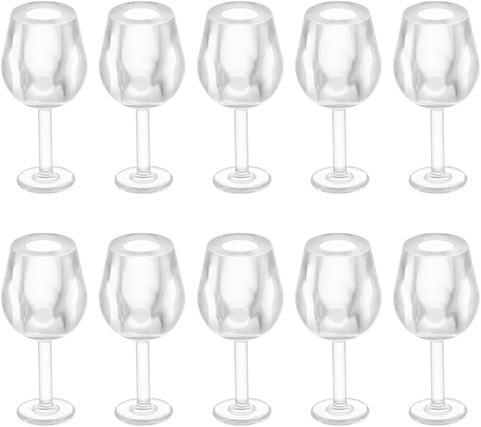10Pcs Miniature Dollhouse Wine Glasses - 1:12 Scale Plastic Tiny Wine Glasses for Dollhouse Kitchen Decor Photography Props