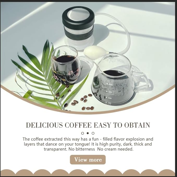 lavarado Air Pressure Coffee Maker, Manual Espresso Brewer No Electricity, Portable Handheld Coffee Maker for Home, Office & Travel, 0.3L Glass Pot