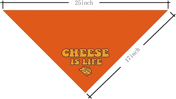 Cheese is Life Dog Bandana, Cartoon Cheese Pattern Dog Bandana, Cute Pet Bandanas for Dogs Cat Lovers Gift, Pet Birthday Party Holiday Props for Small Medium Large