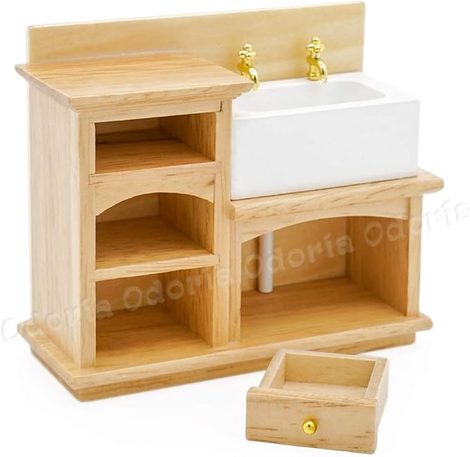 Odoria 1/12 Miniature Kitchen Sink Dollhouse Furniture Accessories