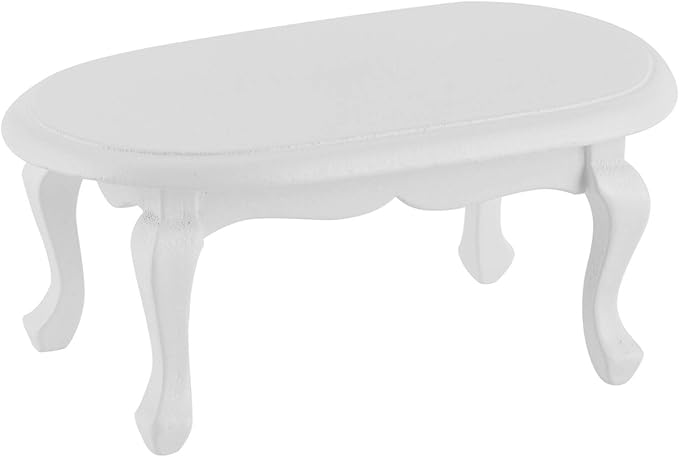 Miniature Furniture, 3.5x2.0x1.5in Miniature Table, White Wooden Doll Table Simulation Furniture Model for 1:12 Scale Dollhouse