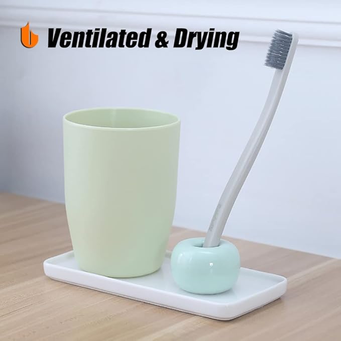 Urbanstrive Sleek Mini Ceramics Toothbrush Holder Stand for Bathroom Vanity Countertops (Yellow 1-Pack)