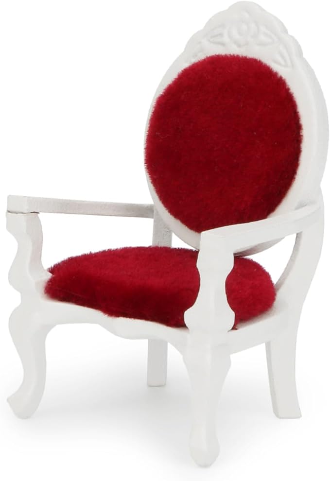Dollhouse Chair 2PCS Miniature Furniture Retro Vintage Chair Wooden Accessories 1/12 Upholstered Victorian Carved Armchair for Christmas Decoration Ornament (C)