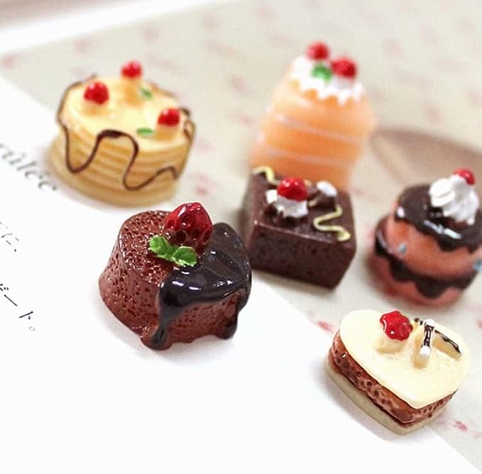 Hiawbon 24 Pcs Miniature Food Kitchen Decoration Sets 1:12 Miniature Coffee Mugs Cakes Dessert Model Pretend Coffee Food Miniatures Decor Cake Toppers for DIY Mini Kitchen Micro Landscape