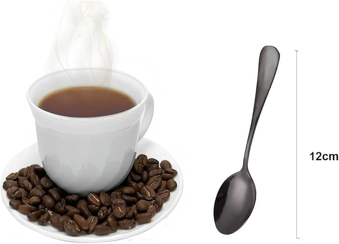 Demitasse Espresso Spoons, Mini Coffee Spoon, Stainless Steel Small Spoons for Dessert, Tea,Set of 6 (black)