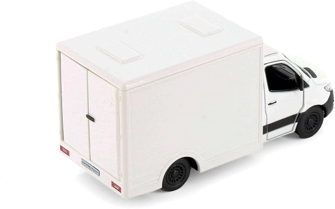 KiNSMART - Mercedes-Benz Sprinter Cargo Van 1:48 O Scale 5" Die Cast Metal Model Toy Van, Pull-Back Action (White Box Truck)