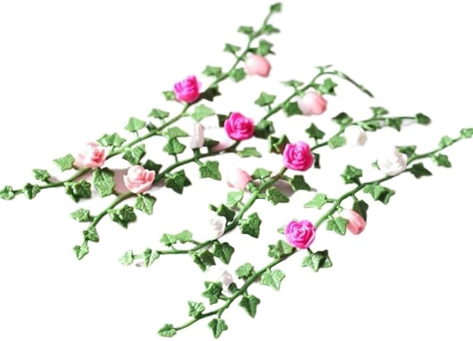 1Pc Colorful Mini Simulation Flower Strips and Vines Micro Landscape, 1:12 Miniature Model Garden Scene Props Decoration, Dollhouse Decoration Accessories, Décor