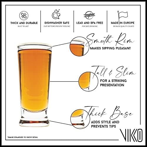 Vikko 2.75 Ounce Shot Glasses, Set of 6 Small Liquor and Spirit Glasses, Durable Tequila Bar Glasses For Alcohol and Espresso Shots, 6 Piece Shooter Glass Set
