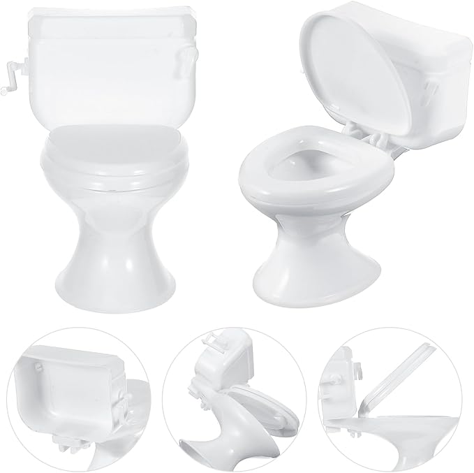 Zerodeko 6 Pcs Mini Toilet Seat Toy, Mini Toilet Doll House, Dollhouse Toilet 1 12 Scale, Celebrating Party Birthday Cake Decoration Furniture Dollhouse Accessories