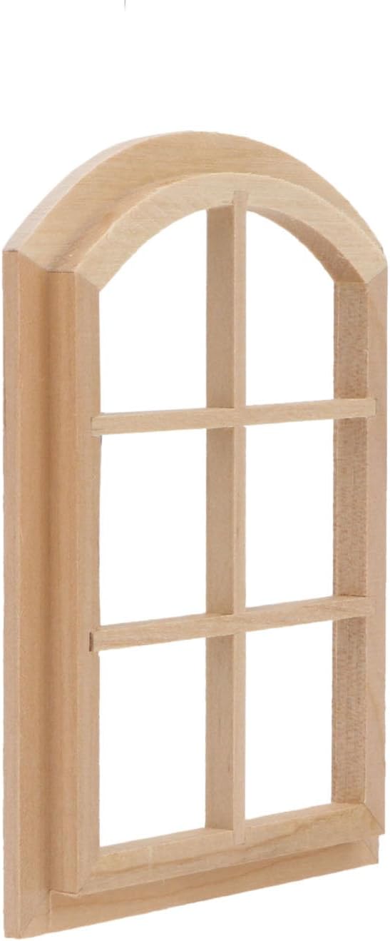 Dollhouse Windows 2PCS Miniature 6-Pane Window Frame 1 : 12 Frame DIY Mini House Decoration Wooden Fiary Window Model Doll House Accessories (Woody)