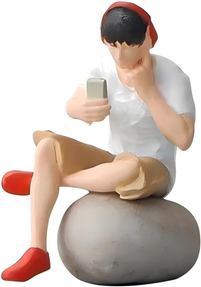 1:64 Scale Boy with Headphones Miniature Figures - Realistic Garage Scene People for Model Car Displays, Diorama Props, and Photography
