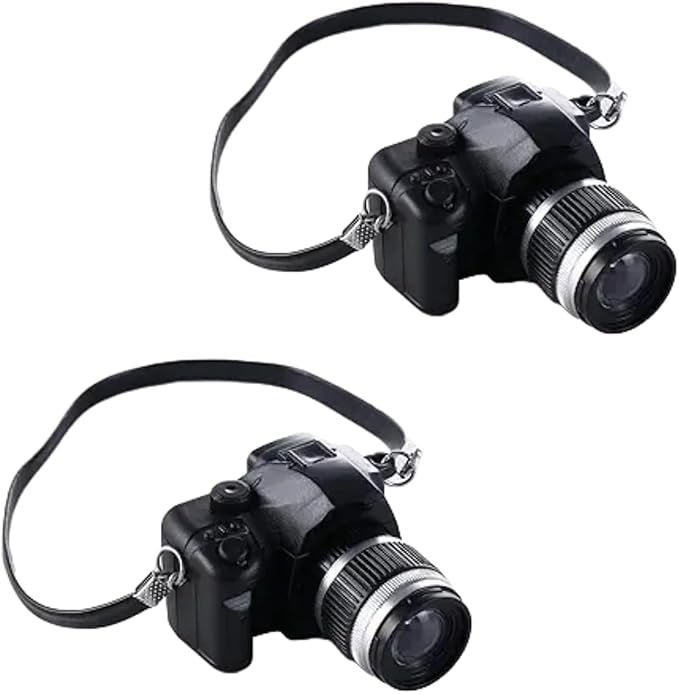 2Pcs 1:4 Scale Mini Camera Prop Ornament Vintage Camera Model, Miniature Digital Camera Mini Decoration Accessories Photography Props Ornament