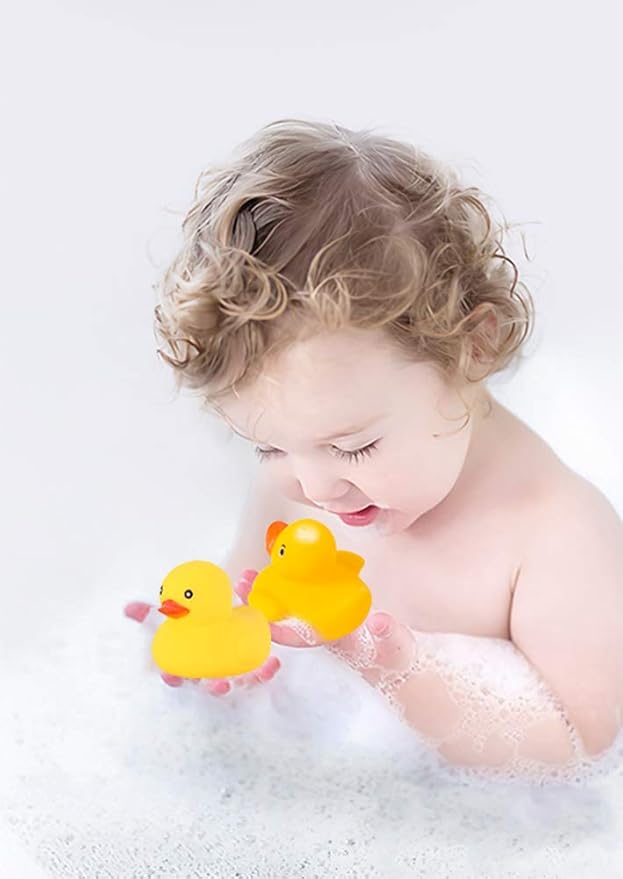 50PCS Super Mini Rubber Duck Bath Duck Toys for Toddlers Boys Girls,Squeak and Float Rubber Ducks in Bulk Baby Shower Duck Decorations Party Favors (1.6'')