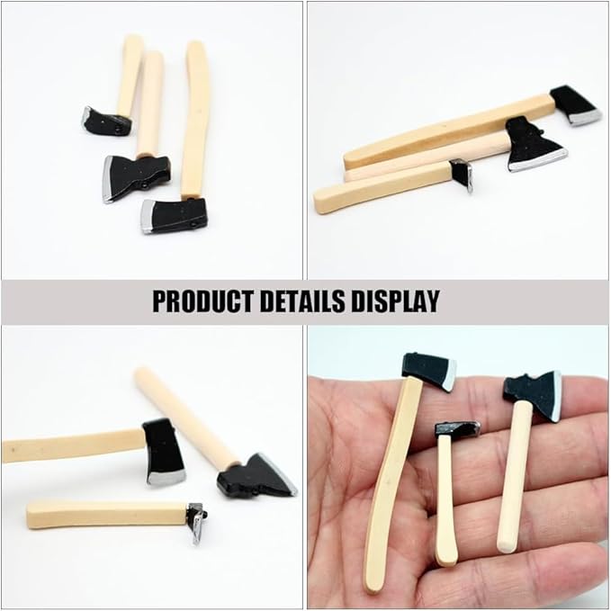 6 Pcs 1/12 Miniature Axe Dollhouse Decoration Accessories Model Miniature Decoration DIY Accessories Shooting Props