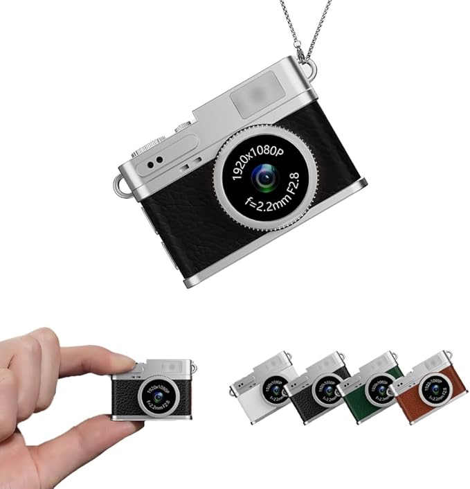 Retro Mini Digital Video Keychain Camera Small bodycam 1080P HD Video Go Cam 0.96" IPS Screen 4 Colors Type-C Pro17g 8GB Pocket Video Recorder for Travel Recording Gifts for Girls Stocking Stuffers