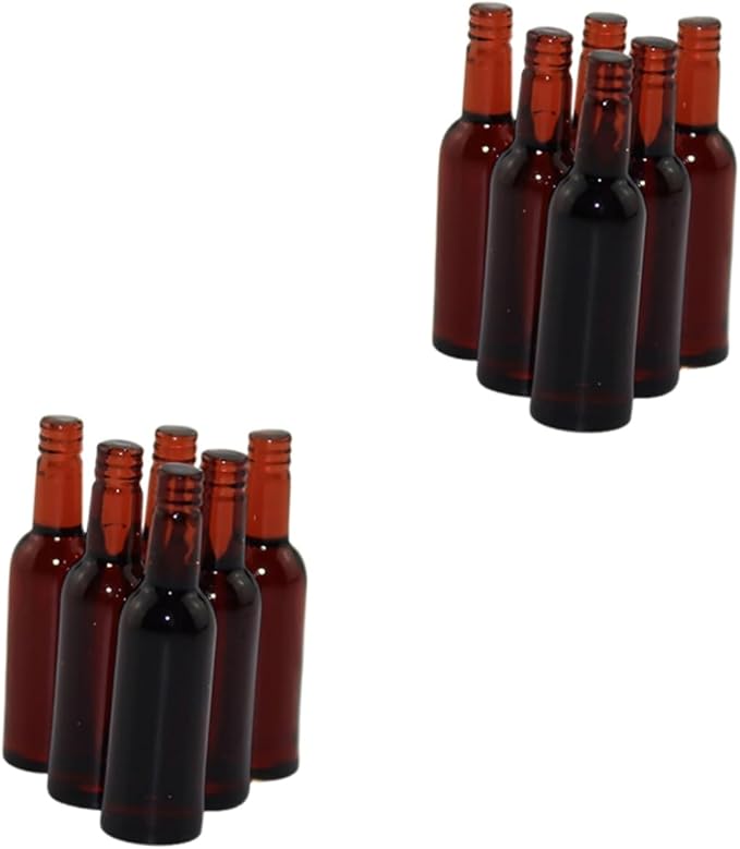 Totority Miniature Beer Bottles 6Pcs Realistic Dollhouse Accessories Brown Resin Mini Beer Bottle Models for Tiny House Decor and Photo Props