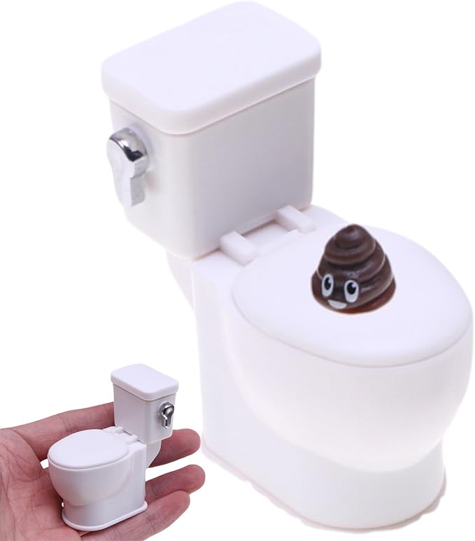 Gxsterd 1/12 Mini Toilet Toy Toilet with Flush Sound Dollhouse Miniature Toilet for Dollhouse Bathroom Accessories