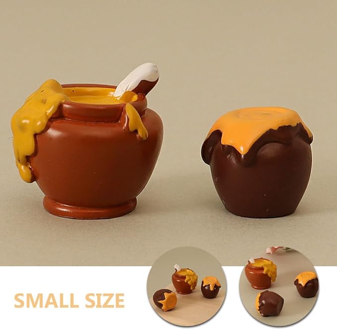 Mini Honey Jar Dollhouse Accessories - Realistic Resin Pot for Home Decor DIY Craft Projects and Miniature Food Displays