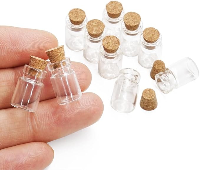 Odoria Dollhouse Glass Jars Miniature: 1/12 Scale Glass Bottles Food Container for Kitchen Restaurant - Mini Canister Empty with Cork 10Pcs