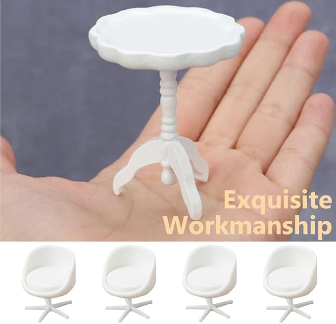 5 Pcs 1:25 Scale Miniature Classic European Style Armchair Set for Mini House Decor