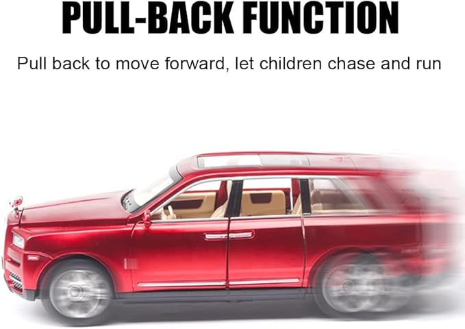 EROCK 1/24 Rolls-Royce Cullinan Model Car, Alloy Die Casting Collectible Pull Back Toy Car with Sound and Light for Kids Boy Girl Birthday Gift Cullinan Red