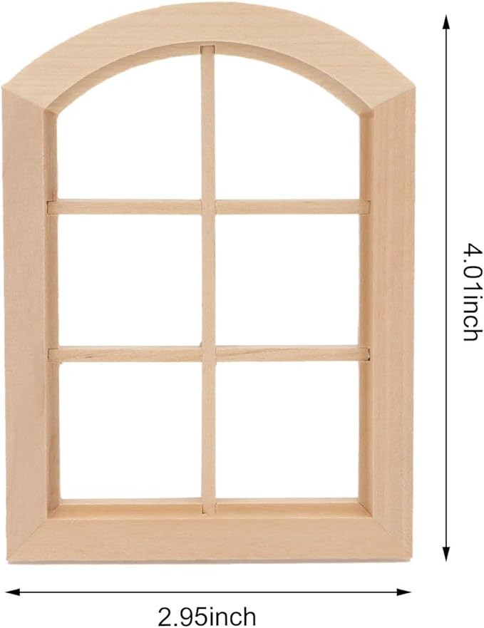 Dollhouse Windows 2PCS Miniature 6-Pane Window Frame 1 : 12 Frame DIY Mini House Decoration Wooden Fiary Window Model Doll House Accessories (Woody)