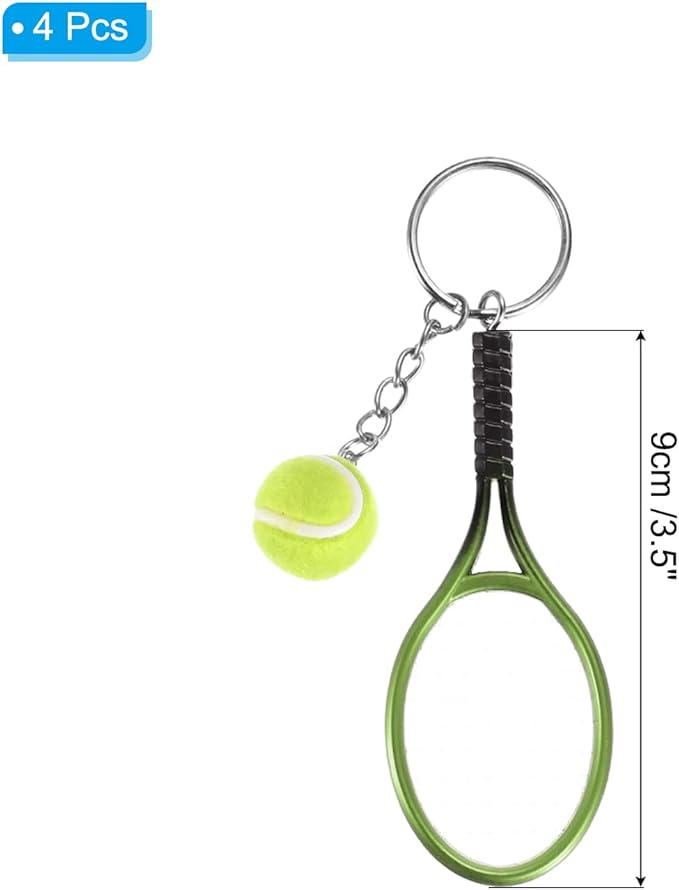 PATIKIL Tennis Keychain, Mini Tennis Racket Keychain Key Ring Tennis Ball Cute Sports Keyrings for Sport Lovers
