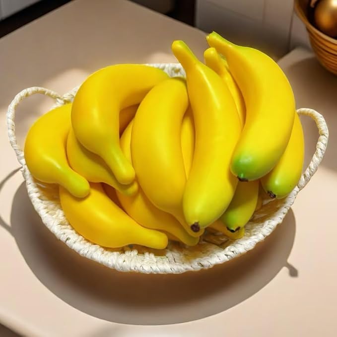 15pcs Fake Individual Banana, Artificial Yellow Bananas Lifelike Simulation Fake Fruit Home House Kitchen Decoration
