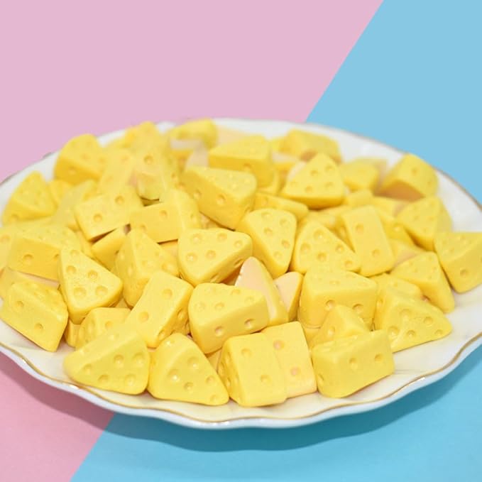 TOYANDONA 100 Pcs Miniature Kitchen Food Cheese, Artificial Cheese Models Simulation Triangle Cheesecake Food Figurines Mini Food DIY Decor Ornament for Dollhouse Decoration
