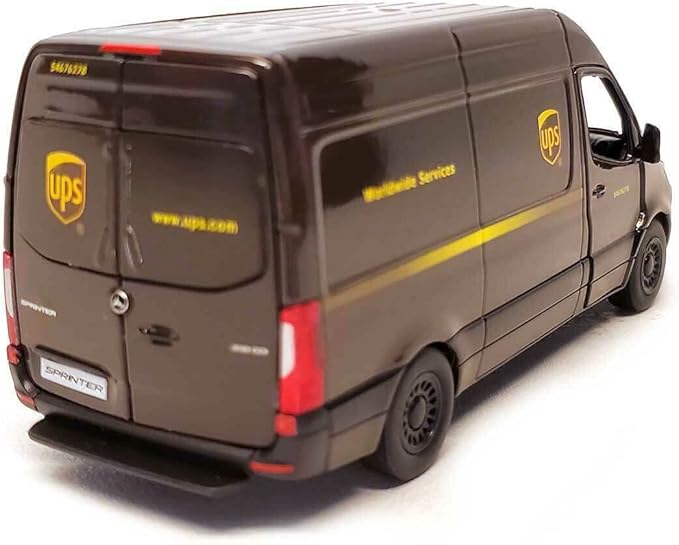 KiNSMART - Mercedes-Benz Sprinter UPS Edition Cargo Van, 1:48 O Scale Die Cast Metal Model Toy Van, Pull-Back Action