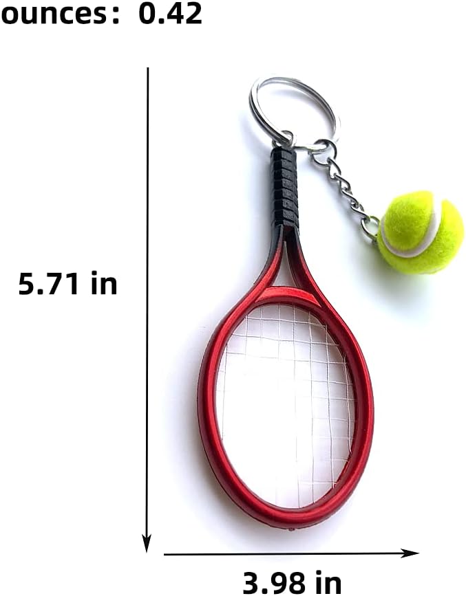 JINZHOUFZ Color Mini Tennis Racket with Ball Keychain Key Ring