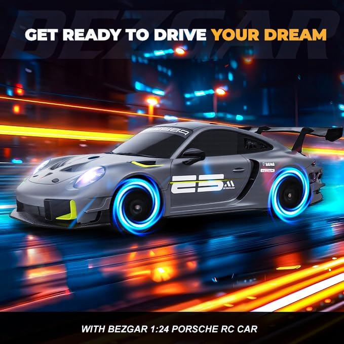 BEZGAR Porsche Remote Control Car - Officially Licensed Porsche 911 GT2 RS Toy Car 1:24 Porsche RC Car Model Vehicle Gift for Boys,Girls,Teens and Adults