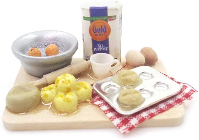 Dollhouse Decoration Accessories, Miniature 1:12 Dollhouse Cute Mini Bread Dish