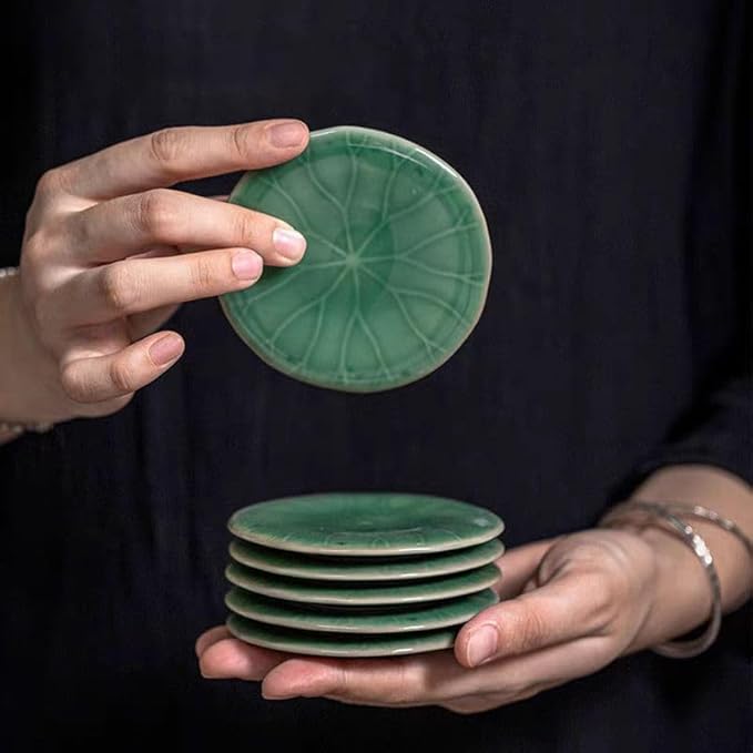 Small Jewelry Tray,Lotus Leaf Shape Decorative Ring Dish, Ceramic Green Porcelain Plate Dish Miniature Container for Jewelry Personal Items Incense Holders Trays Home Decoration Gifts