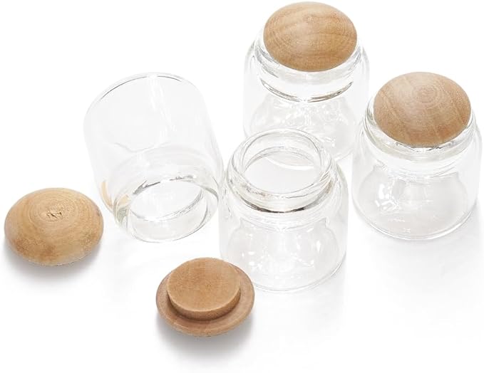 Odoria Dollhouse Glass Jars Miniature: 1/6 Scale Glass Bottles for Kitchen Restaurant - Mini Food Containers Empty with Lid 4Pcs