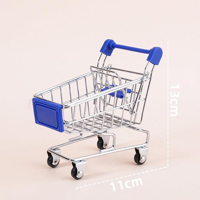 1/20 Scale Mini Realistic Shopping Cart Model, Supermarket Metal Trolley Model, Miniature Food-Play Accessory
