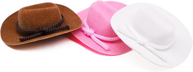 Dollhouse Cowboy Hat, Miniature Cowboy Hat, 1:12 Scale Miniature Soft Cowboy, Mini Hat, American Old West Hat, for Dollhouse Craft Supplies (2PCS) (White)