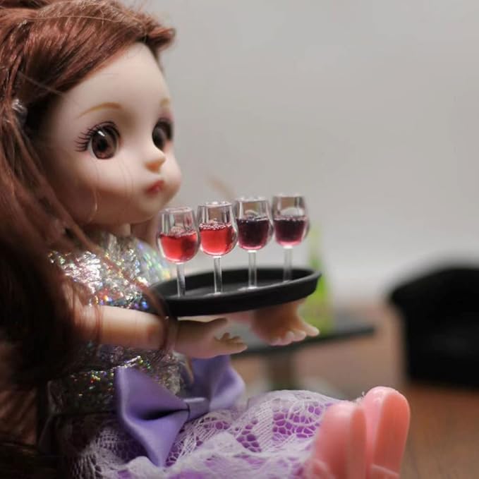 TOYANDONA 10pcs Miniature Dollhouse Wine Glasses, 1:12 Miniature Wine Glasses Mini Dollhouse Cocktail s for Kitchen Accessories Decors