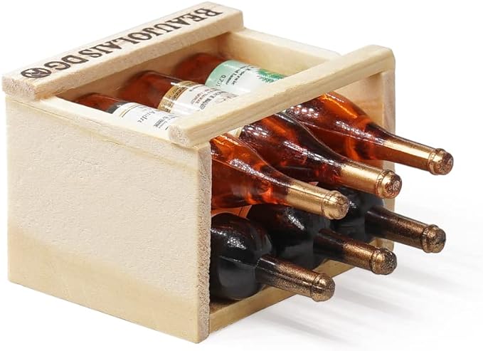 Odoria 1/6 Miniature Wine Holder with 6Pcs Bottles Dollhouse Decoration Accessories