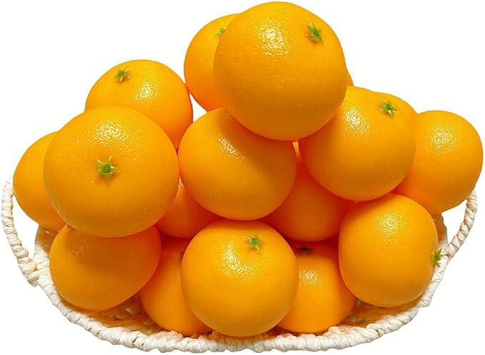 24 Pcs Artificial Faux Decorative Oranges,Fake Oranges for Decoration Lifelike, Realistic Fake Fruit for Christmas Home Kitchen Festival Party Decoration